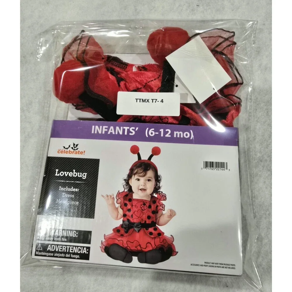 NEW Baby Girl Halloween Costume Lovebug Size 6-12 Months-  Lady Bug - Dress Up